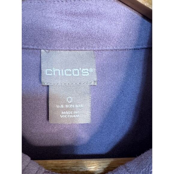 Chicos Faux Suede Peplum Lavender Jacket Size 0 - Picture 2 of 4